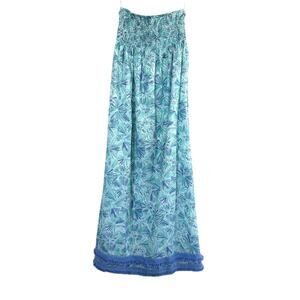 SAIL TO SABLE sts preppy mint green periwinkle blue floral smocked maxi dress
